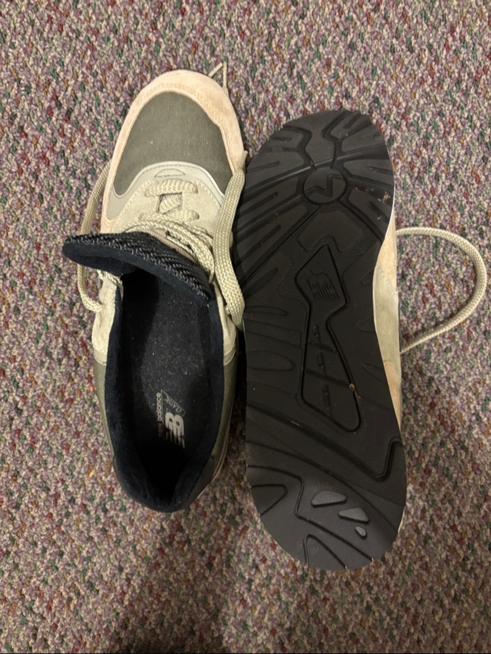 New Balance Olive Green and Beige Low-Top Sneakers - Picture 3 of 5